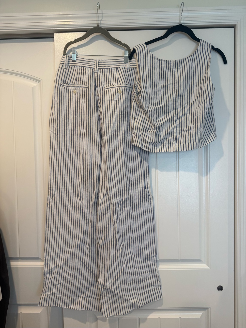 Madewell The Harlow Linen Blue & White Tank & Wide Leg Pants - Picture 10 of 10